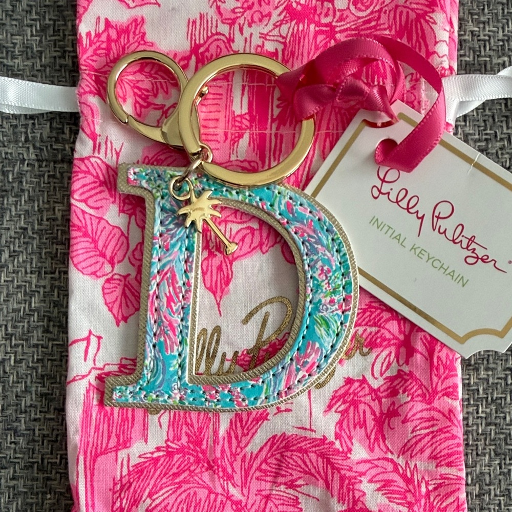 Lilly Pulitzer D Initial Keychain - Turquoise Pink